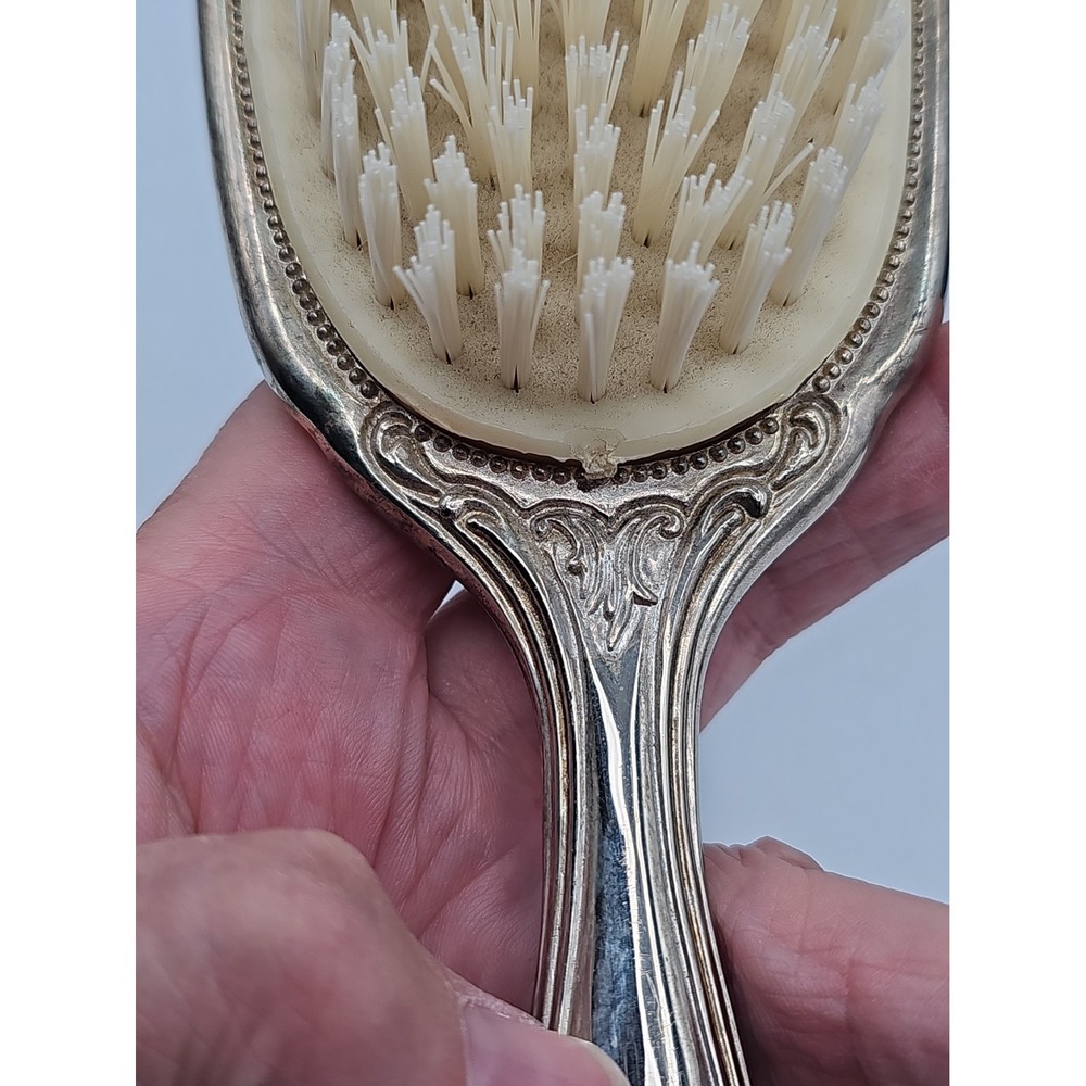Vintage Godinger Ornate Silver Tone Vanity Hair Brush Floral Scroll - Picture 8 of 9